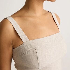Quince Linen Square-Neck Crop Top in Natural